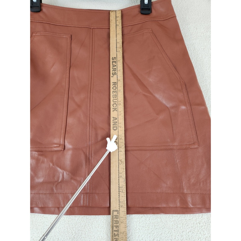 Womens Loft Brown Pleather Midi Skirt w/Pockets Size 10 Fall Trendy Career Wear - Picture 5 of 7